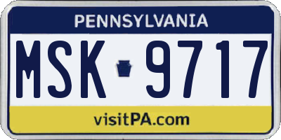 PA license plate MSK9717