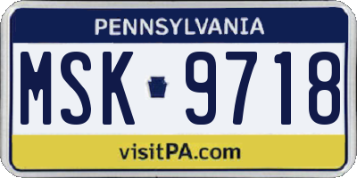 PA license plate MSK9718