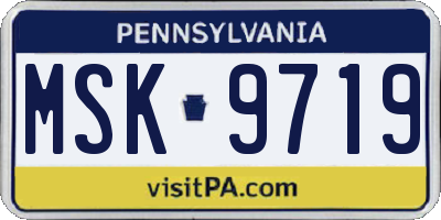 PA license plate MSK9719