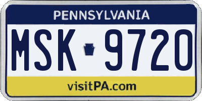 PA license plate MSK9720