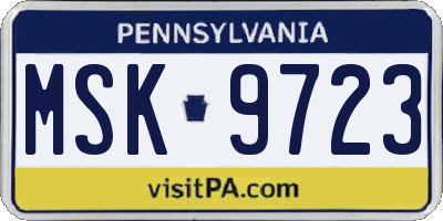 PA license plate MSK9723