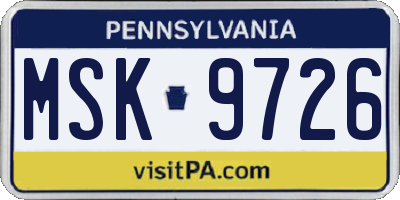 PA license plate MSK9726