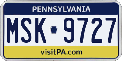 PA license plate MSK9727