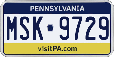 PA license plate MSK9729