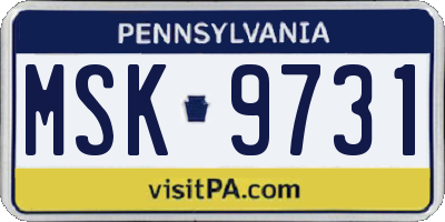 PA license plate MSK9731