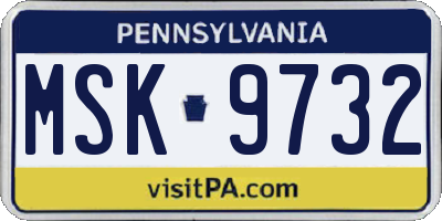 PA license plate MSK9732