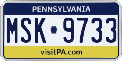 PA license plate MSK9733