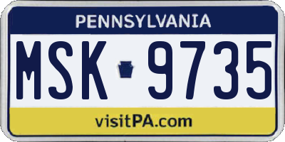 PA license plate MSK9735