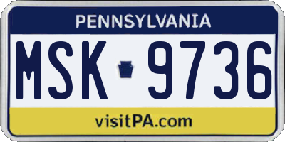 PA license plate MSK9736