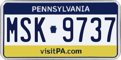 PA license plate MSK9737
