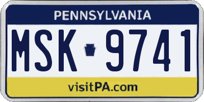 PA license plate MSK9741