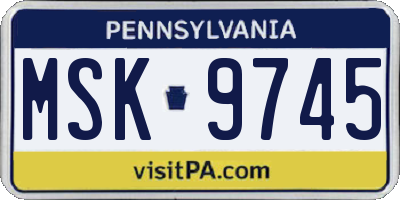PA license plate MSK9745