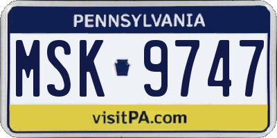 PA license plate MSK9747