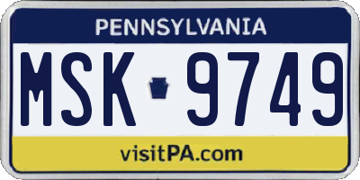 PA license plate MSK9749