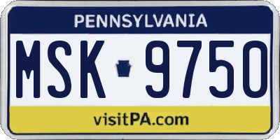 PA license plate MSK9750