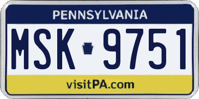 PA license plate MSK9751