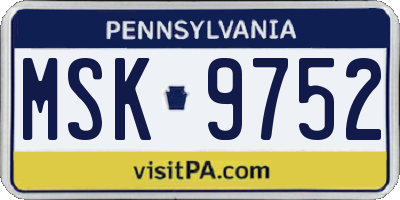 PA license plate MSK9752