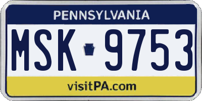 PA license plate MSK9753
