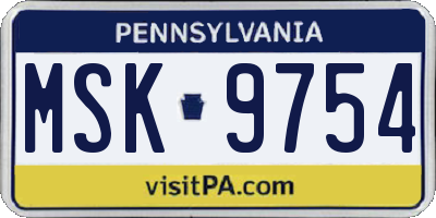 PA license plate MSK9754