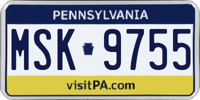 PA license plate MSK9755