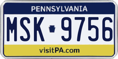 PA license plate MSK9756