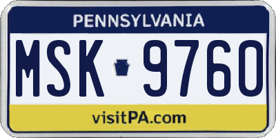 PA license plate MSK9760