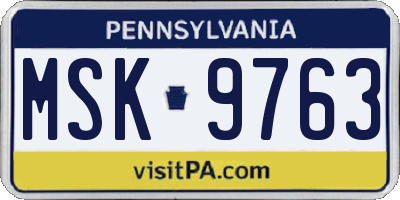 PA license plate MSK9763