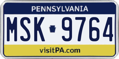 PA license plate MSK9764