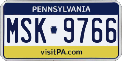PA license plate MSK9766