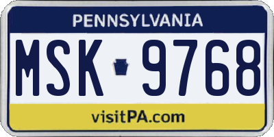 PA license plate MSK9768