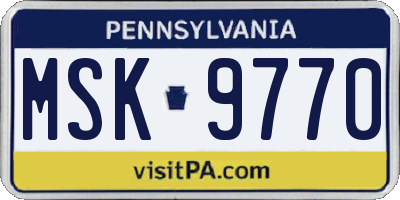 PA license plate MSK9770