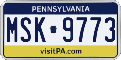 PA license plate MSK9773