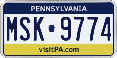 PA license plate MSK9774