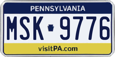 PA license plate MSK9776