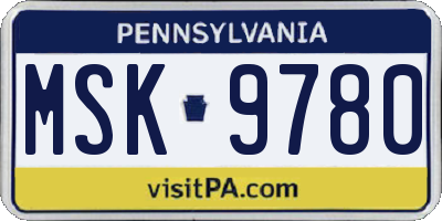 PA license plate MSK9780