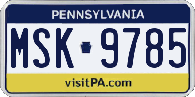 PA license plate MSK9785