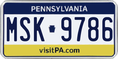PA license plate MSK9786