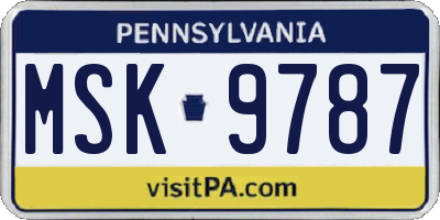 PA license plate MSK9787