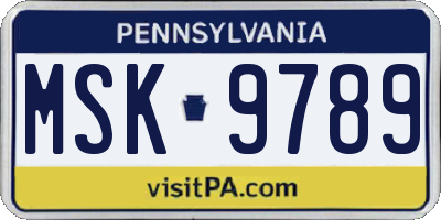 PA license plate MSK9789