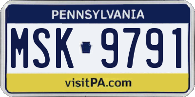 PA license plate MSK9791