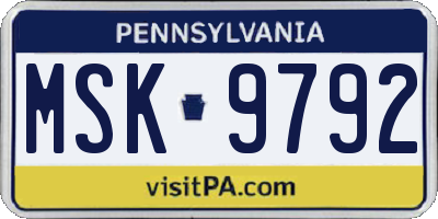 PA license plate MSK9792