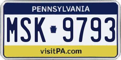 PA license plate MSK9793