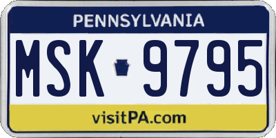 PA license plate MSK9795