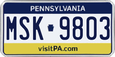 PA license plate MSK9803