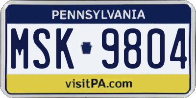 PA license plate MSK9804