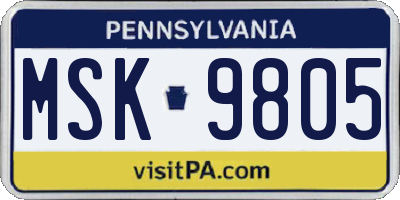 PA license plate MSK9805