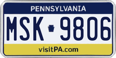 PA license plate MSK9806