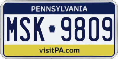 PA license plate MSK9809