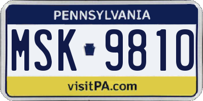 PA license plate MSK9810
