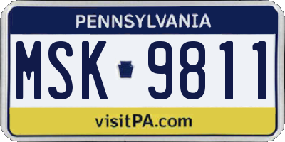 PA license plate MSK9811